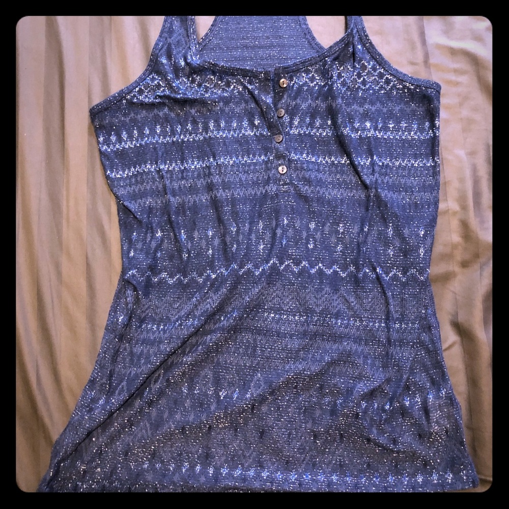 Sheer blue sparkly tank